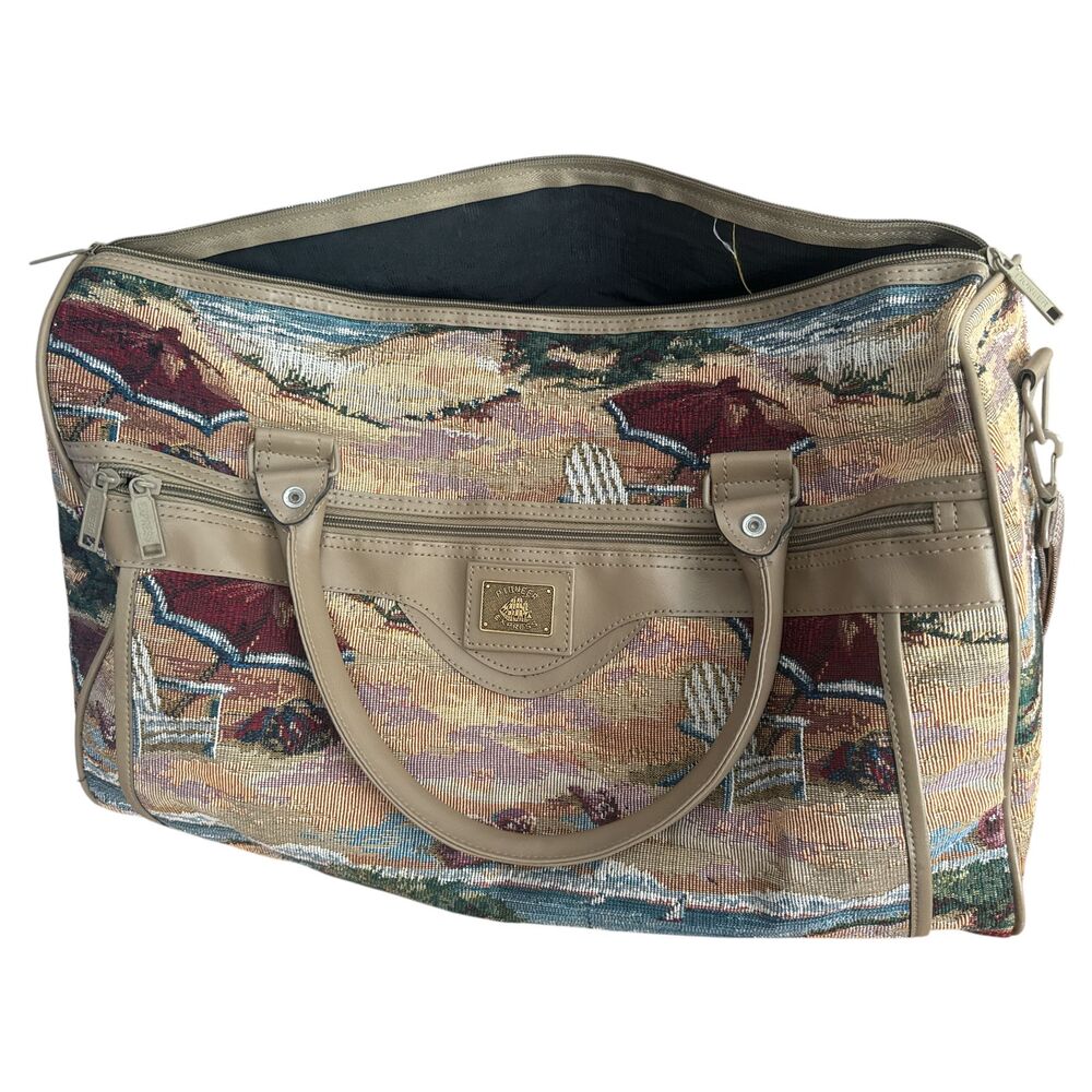 Vintage Pioneer Express Tapestry Beach Scene Carry-On Bag Duffle Weekender Trave